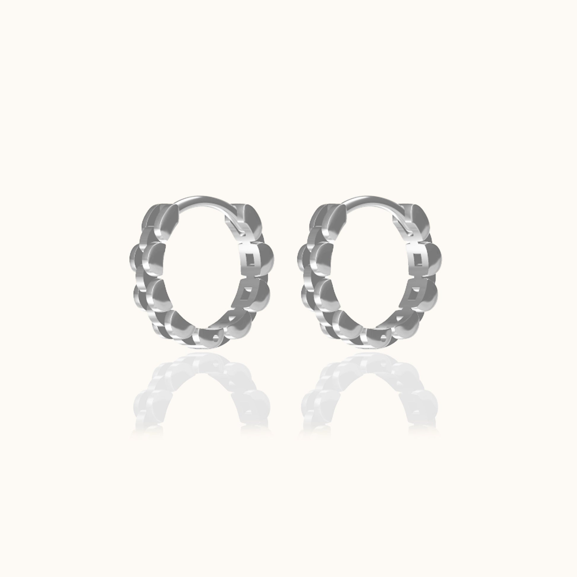 Mini Chain 925 Sterling Silver Petite Watch Link Huggie Watch Chain Hoop Earrings by Doviana