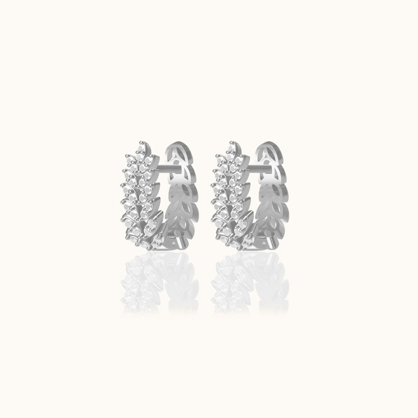 925 Sterling Silver Wheat CZ Hoop Earrings Thick Elegant Design Chunky Huggie Hoops by Doviana