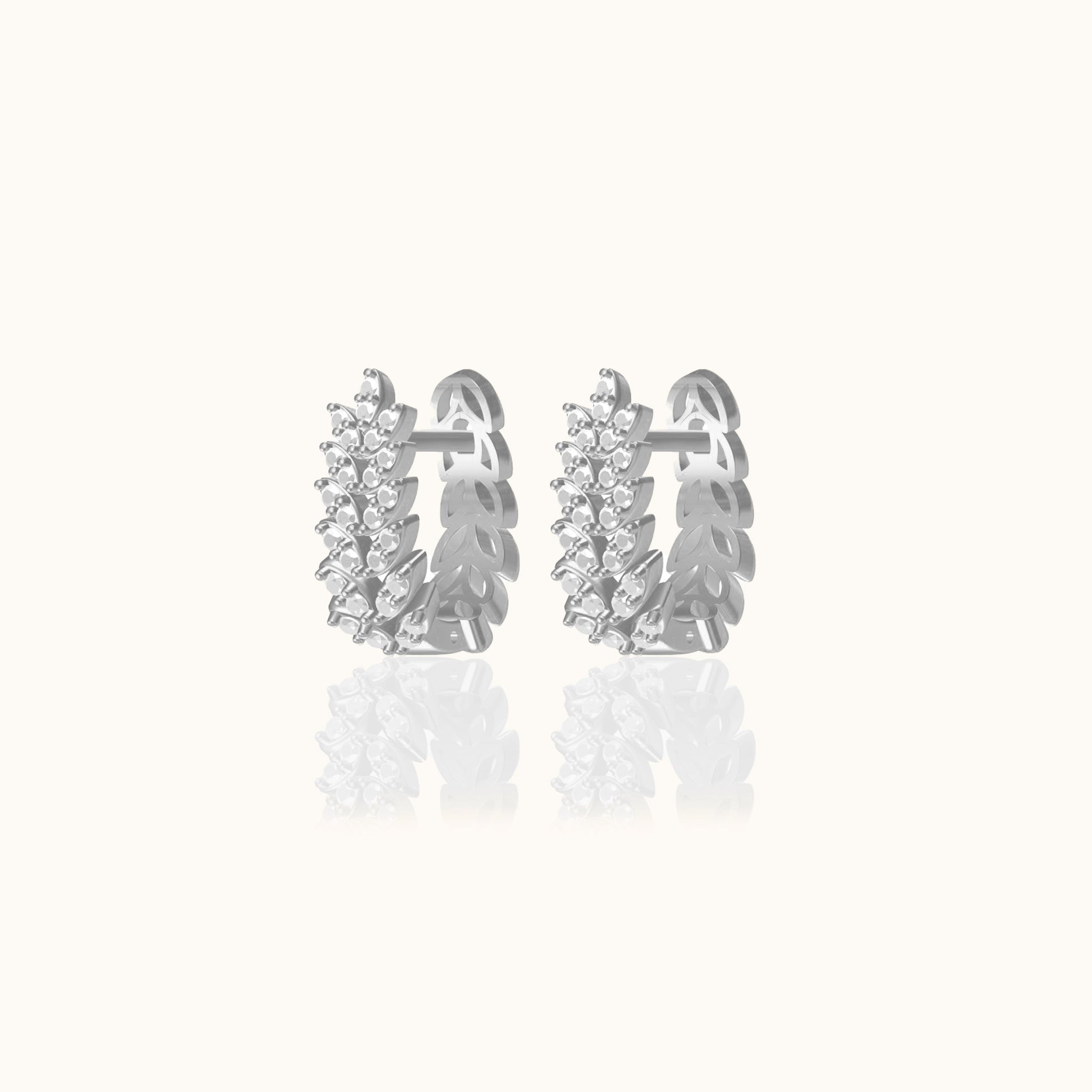 925 Sterling Silver Wheat CZ Hoop Earrings Thick Elegant Design Chunky Huggie Hoops by Doviana