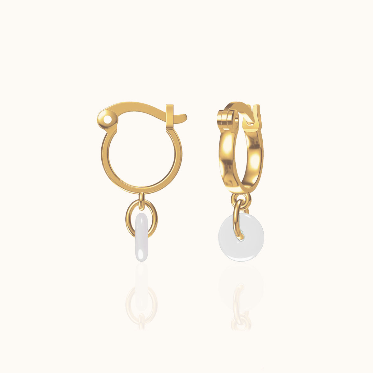 White Jade Gold Hoop Earrings Beautiful White Natural Jade Genuine Real Jade by Doviana