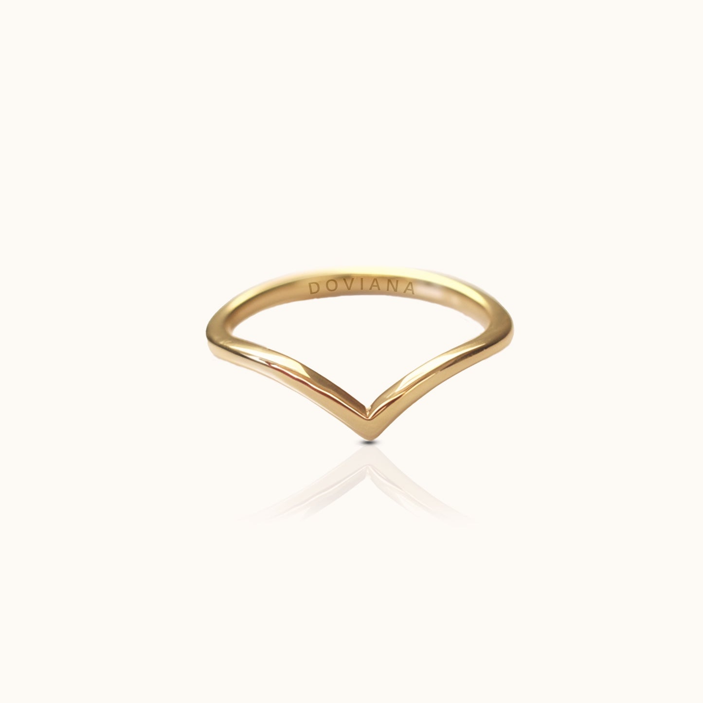 Wishbone Band Titanium PVD Gold Ring by DOVIANA