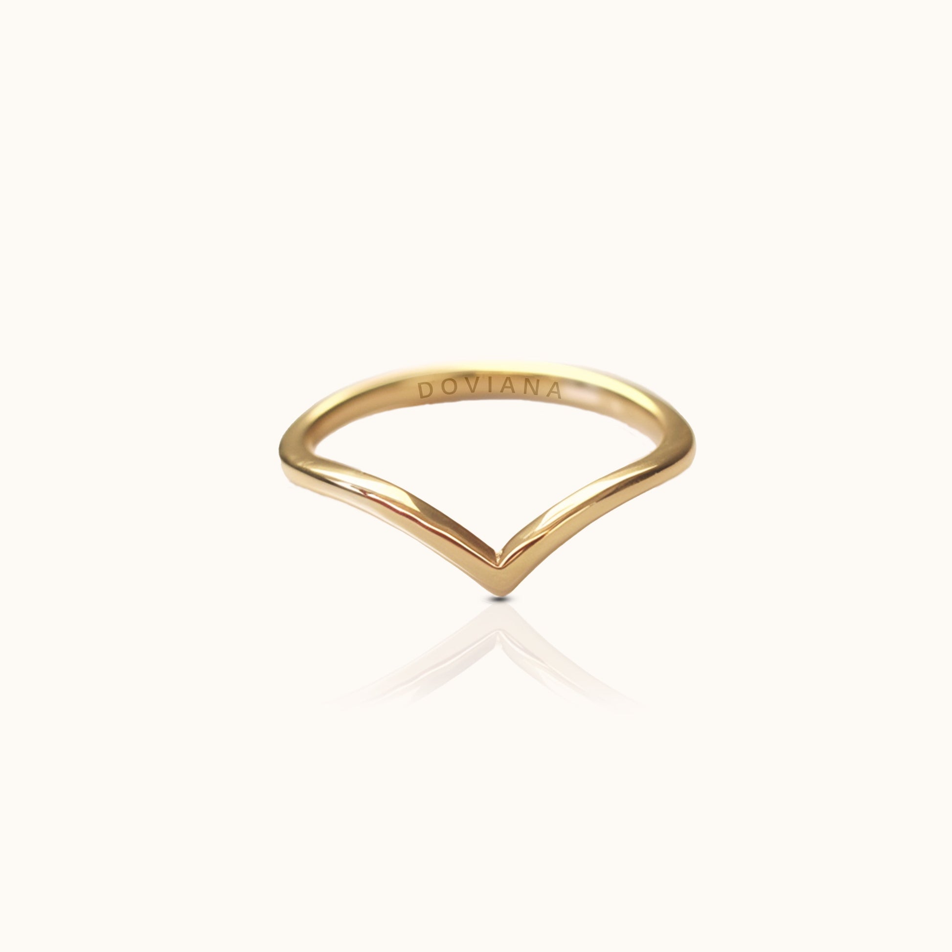 Wishbone Band Titanium PVD Gold Ring by DOVIANA